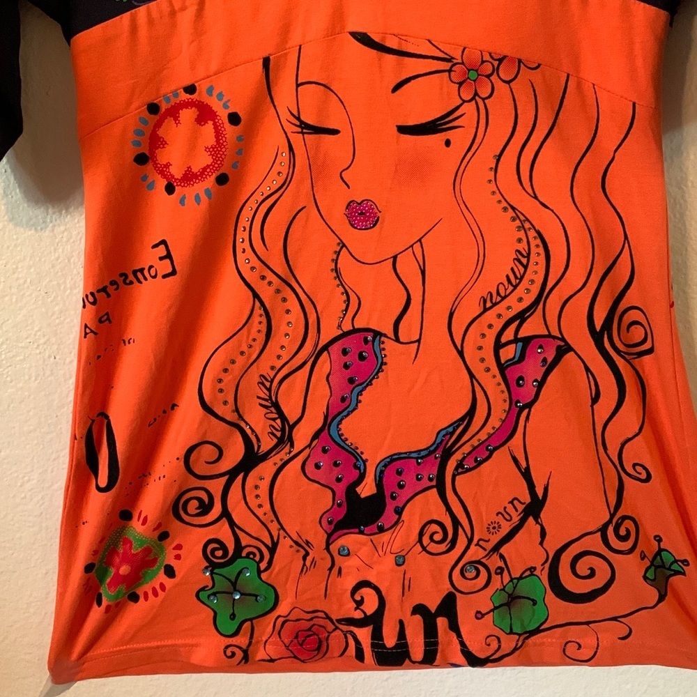 Adore Orange Face Top Size S - Picture 3 of 5